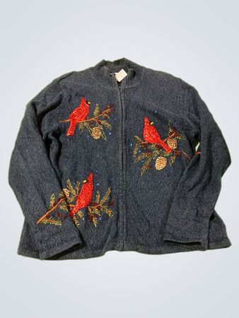 Heirloom Collectibles Weihnachtskollektion Kardinal bestickter Pullover