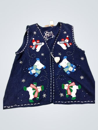 Bobbie Brooks Damen 16W/20W Marineblauer Schneemann-Weihnachtsweste