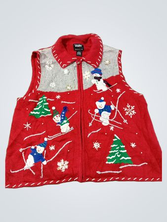 Designers Originals Studio Joy Damen Weihnachts-Skifahrender Schneemann Weste XL