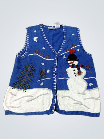 CAPACITY Blauer Schneemann Hässliche Weihnachts-Pullunder-Weste