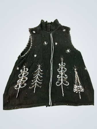 White Stag Women's Plus Schwarze Weihnachtsbaum-Weste