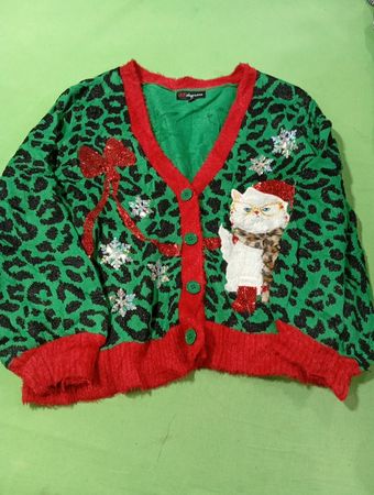 33 Degrees Weihnachts-Strickjacke mit Katzenmotiv