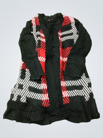 Schwarz-rot kariertes Cardigan