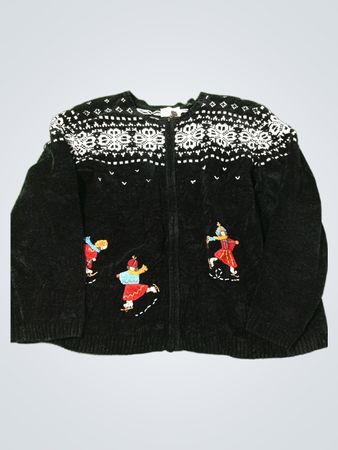 Alfred Dunner Woman's schwarzer bestickter Cardigan