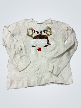 Mädchen Weihnachts Rentier Pailletten Pullover