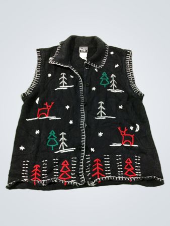 Southern Lady Schwarze Bestickte Weihnachtsweste