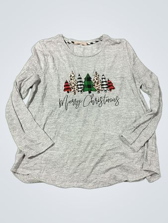 Grau Langarm Frohe Weihnachten T‑Shirt