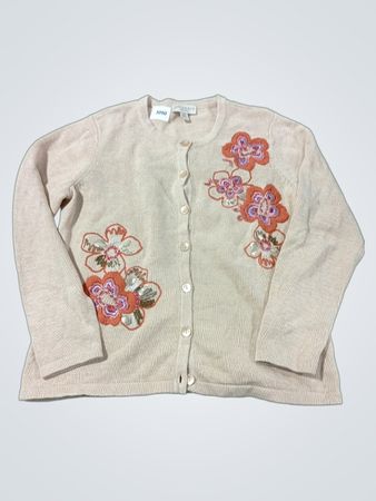 Appleseed's Petites Beige bestickte Strickjacke