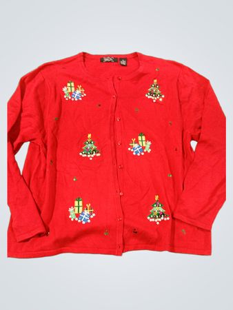 Crystal-Abe rote Weihnachtsbaum- und Geschenkstrickjacke