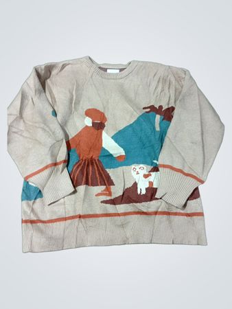 Ungebrandeter Strickpullover mit Grafikdruck