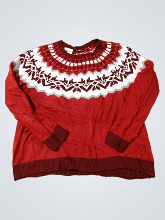 LC Waikiki Classic Roter Fair-Isle-Pullover