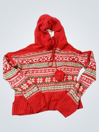 NO BOUNDARIES Red Fair Isle Snowflake Hoodie