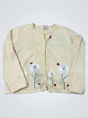 Tia Designs Cream bestickter Cardigan mit Blumen und Marienkäfer
