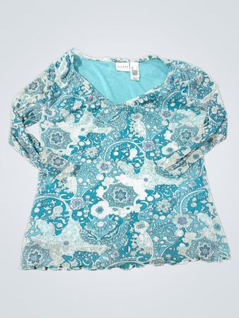 Axcess von Liz Claiborne Blaues Paisley‑Muster Langarmshirt