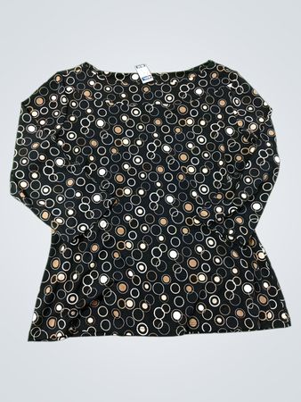 Damenbluse mit schwarzem Kreisdruck