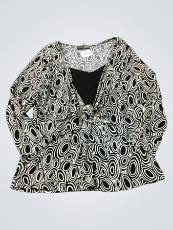 J.T.B. Black and White Swirl Print Bluse