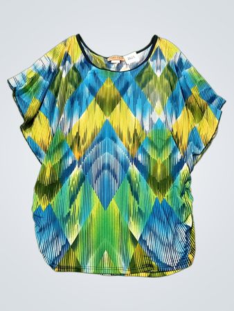 LAVISH Damen Top mit geometrischem Muster und Fledermausärmeln