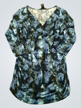 INC International Concepts Tie-Dye gerafftes V-Ausschnitt Langarm-Oberteil