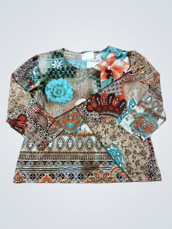 Langarmshirt mit Blumen- und Paisley-Mustern