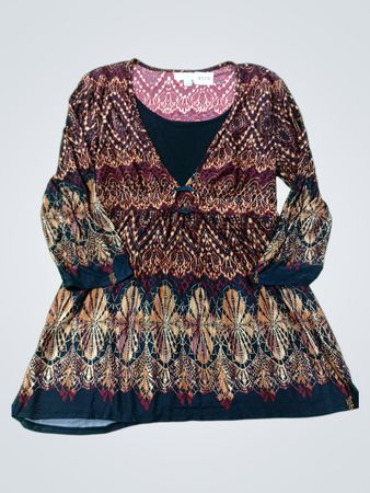 Dressbarn Damen bedrucktes langärmeliges Kleid