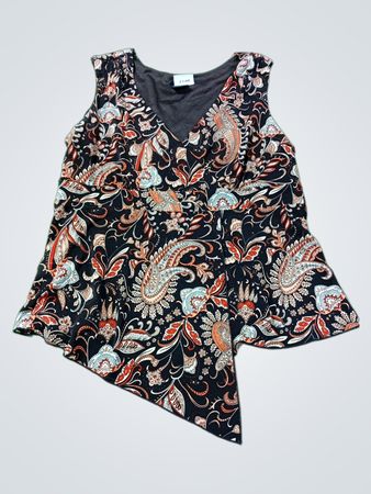 Ärmelloses Paisley-Print-Top mit asymmetrischem Saum
