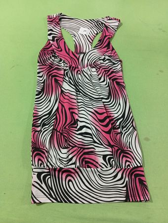 Damen-Top mit Racerback in Pink und Schwarz mit Zebramuster