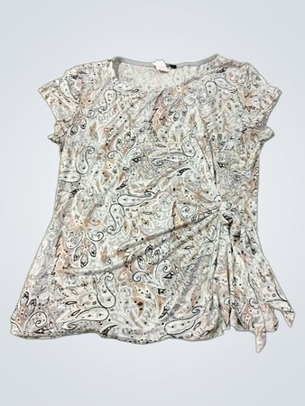 MSK Damen Paisley-Muster Kurzarm-Top mit Knoten vorn