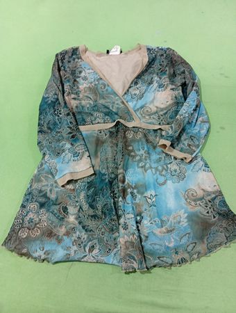Anticipation Women's Blaue Paisley-Print V-Ausschnitt Langarm-Tunika-Oberteil