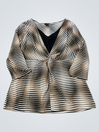 Damenbluse mit abstraktem Muster und verdrehtem Vorderteil