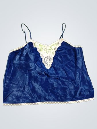 Lady Manhattan Blaues Spitze-Detail Camisole-Top