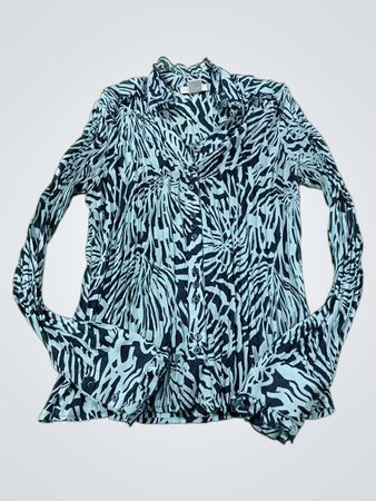 WORTHINGTON Damen-Bluse mit Animal-Print, lange Ärmel und Knopfleiste