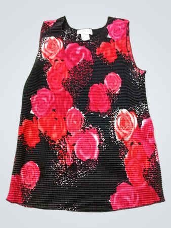 NINETY Schwarzes ärmelloses Falten-Top mit Blumenmuster