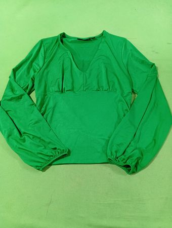 NY & Company Green V-Ausschnitt Langarm-Oberteil