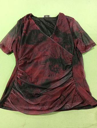 Suzy Shier Tie-Dye Mesh Top