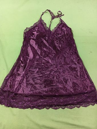 Avidlove Purple Lace Trim Slip Dress
