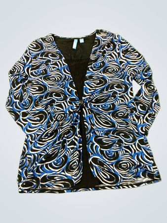 b-slim Blue and Black Swirl Print Long Sleeve Top