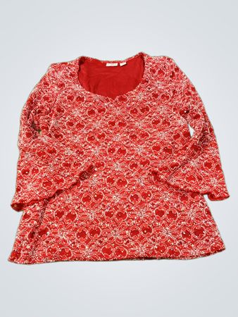 CATO Rotes verziertes Langarmtop