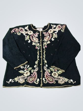 TIARA WOMEN Schwarze bestickte Strickjacke