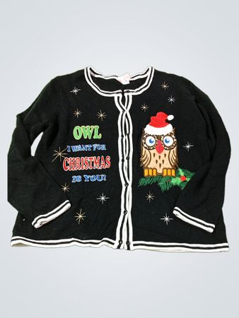 Black Owl I Want For Christmas Is You Cardigan