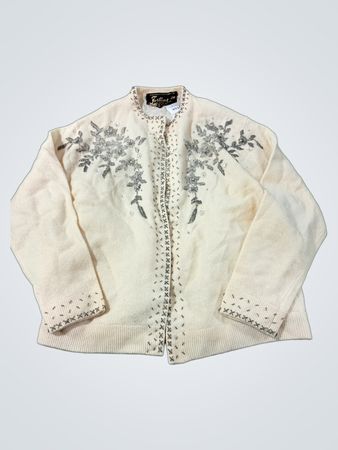 Fortune Hand Beaded Expressly For 100% Lambs Wool Cardigan