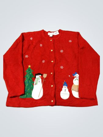 Croft & Barrow Weihnachts-Schneemann-Strickjacke