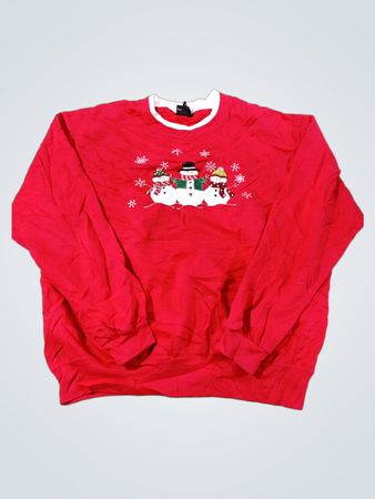 Rotes Sweatshirt mit Schneemann-Stickerei