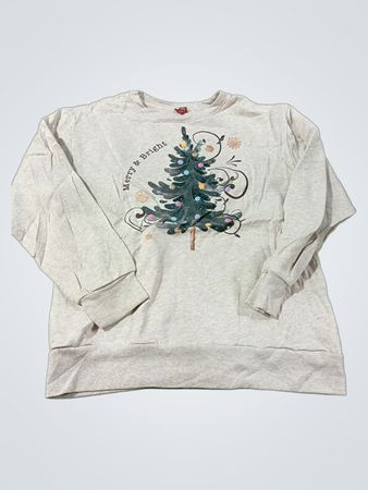 Hellgraues "Merry & Bright" Weihnachtsbaum-Sweatshirt