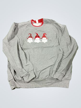 Morning Sun Grau Sweatshirt mit Rundhalsausschnitt und Gartenzwergen