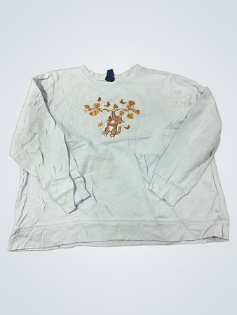 Hellblaues Rundhals-Sweatshirt mit Katze- und Schmetterlingsmotiv