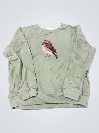Bua//Bua Hellgrüner Vogel besticktes Sweatshirt
