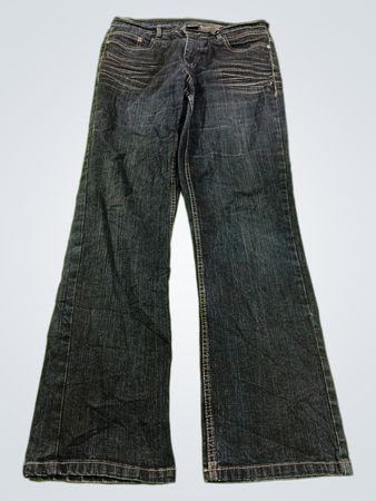 Dunkel verwaschene Flared Jeans