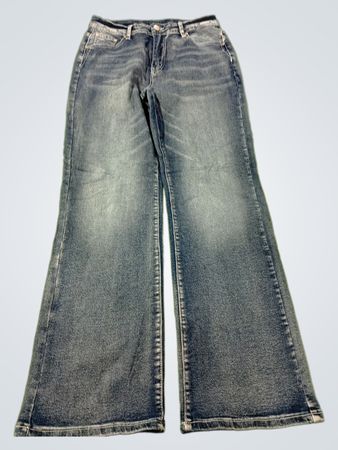Blaue Denim-Jeans mit bestickten Taschen