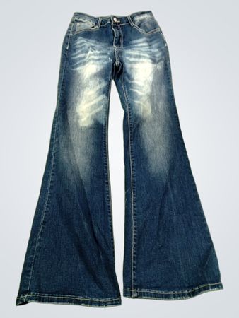Damenjeans mit weitem Bein in Blau