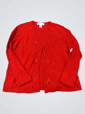 Roter perlenbesetzter Cardigan